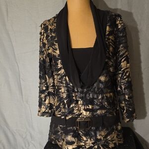 Frank Lyman Design Black and Tan Blazer with Shawl Collar